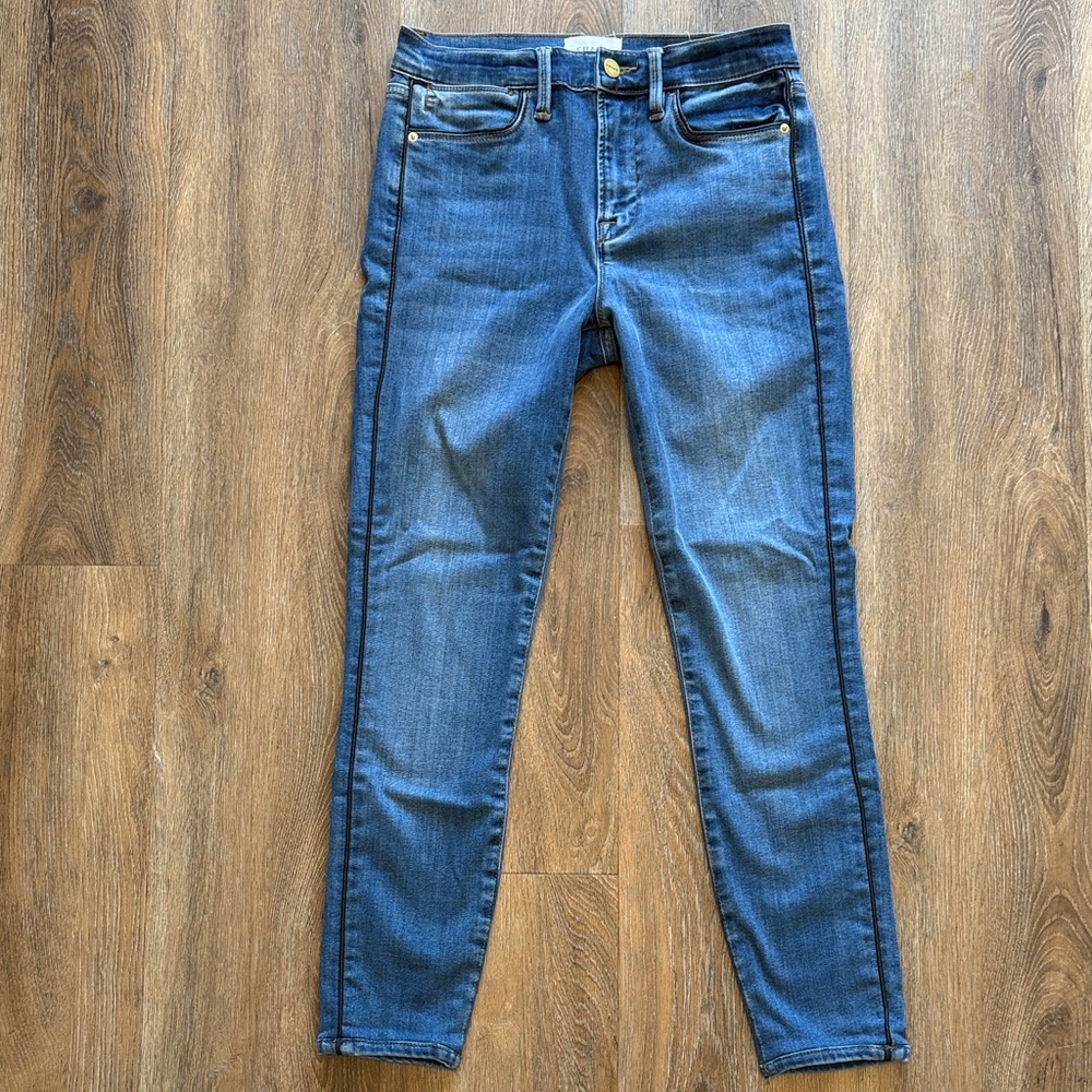 Frame Denim Le High Skinny Jeans with Black Detail